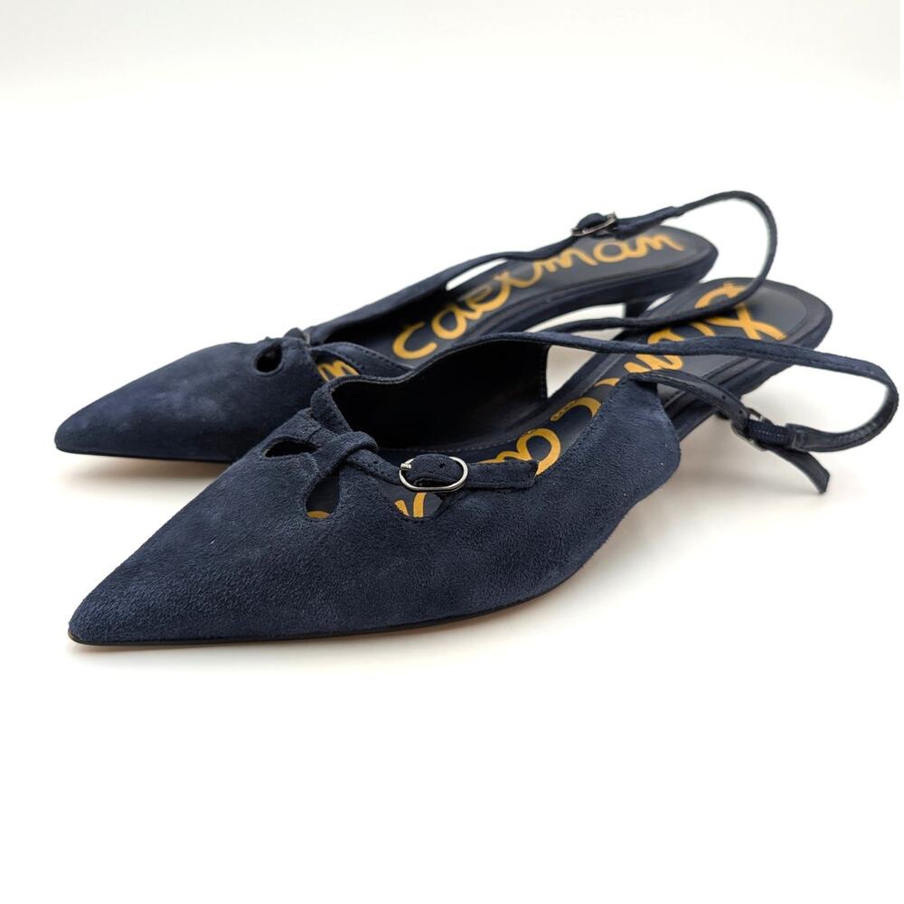 Sam Edelman Fauna Kitten Heel Slingback Pump Women's Captain Navy Size US7M EU37